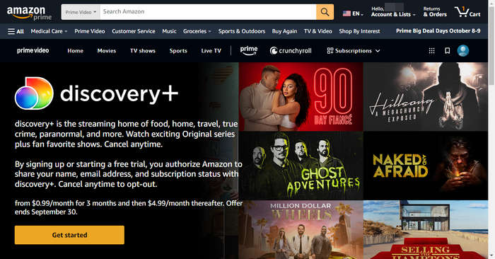 add discovery plus channel to amazon prime to get 7 day free trial