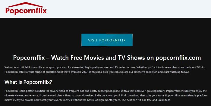 Hurawatch alternatives Popcornflix