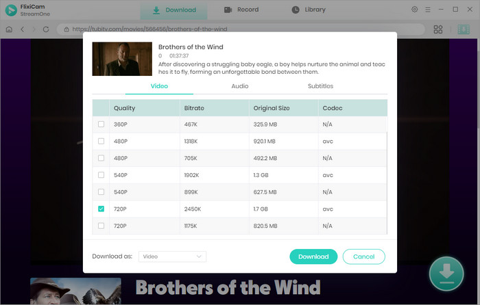 choose more settings for tubi movie