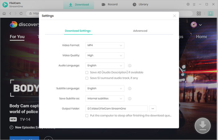 choose settings for discovery plus