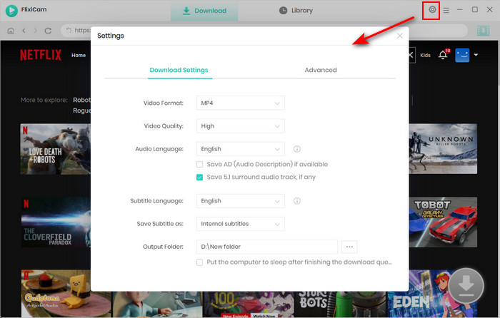 FlexiCam Netflix Video Downloader v1.73 Setting